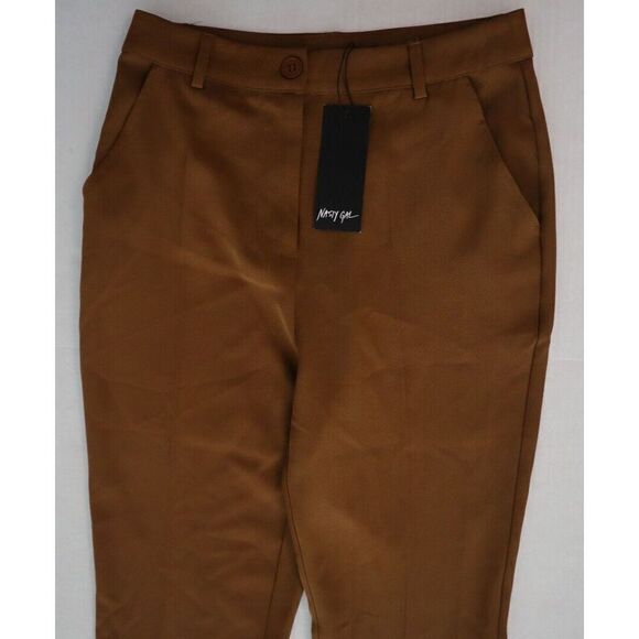 Nasty Gal Women's Sz 0 Camel Brown Tailored High Waisted Flared Dress Pants - Picture 6 of 9
